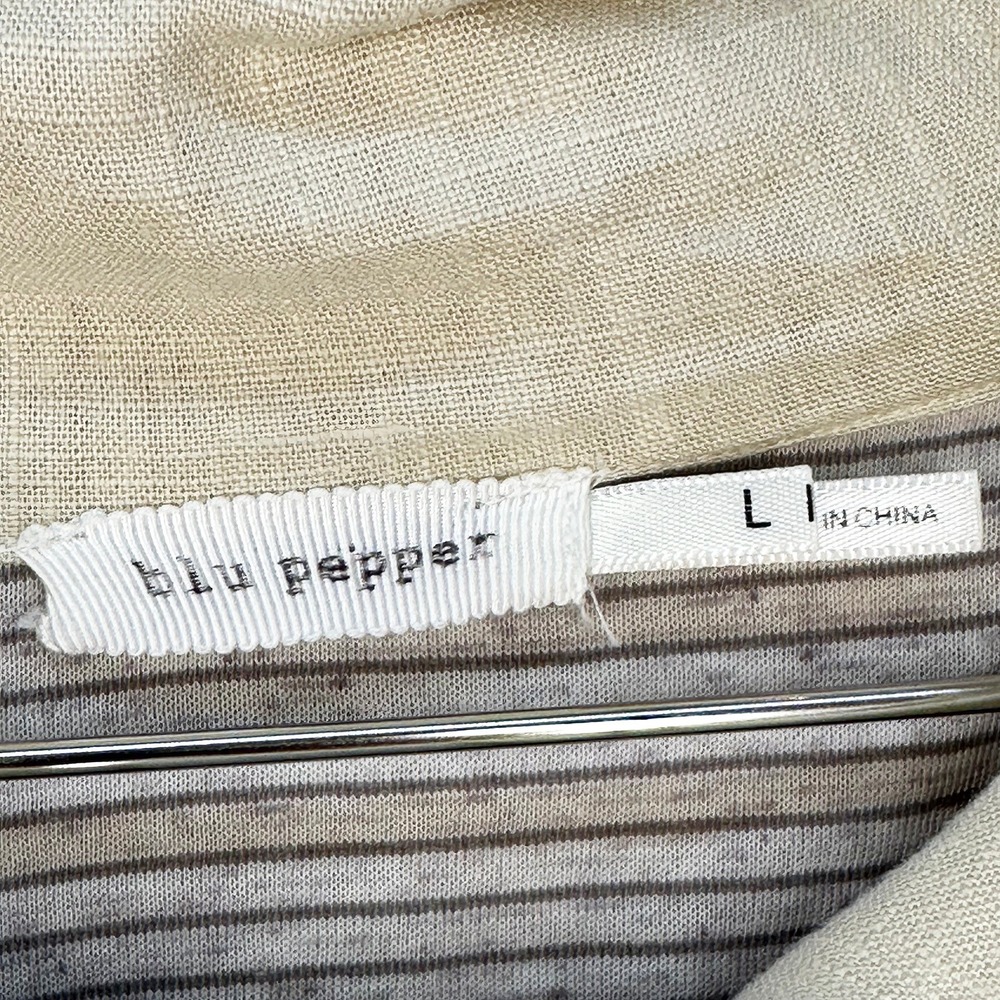 BLU PEPPER Women's Boho Linen Colorblock Utility Jacket • Large • pink, cream - Picture 7 of 10